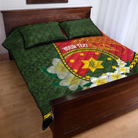 Personalised PNG Isten Hailans Provins Quilt Bed Set Papua New Guinea Plumeria Melanesian Pattern - Polynesian Pride
