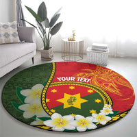 Personalised PNG Isten Hailans Provins Round Carpet Papua New Guinea Plumeria Melanesian Pattern - Polynesian Pride