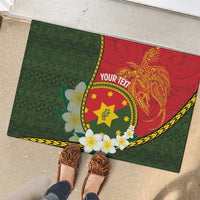 Personalised PNG Isten Hailans Provins Rubber Doormat Papua New Guinea Plumeria Melanesian Pattern - Polynesian Pride