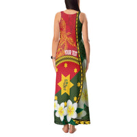 Personalised PNG Isten Hailans Provins Tank Maxi Dress Papua New Guinea Plumeria Melanesian Pattern - Polynesian Pride
