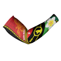 Personalised PNG Sauten Hailans Arm Sleeves Papua New Guinea Plumeria Melanesian Pattern - Polynesian Pride