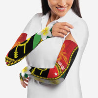 Personalised PNG Sauten Hailans Arm Sleeves Papua New Guinea Plumeria Melanesian Pattern - Polynesian Pride