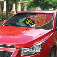 Personalised PNG Sauten Hailans Auto Sun Shade Papua New Guinea Plumeria Melanesian Pattern - Polynesian Pride