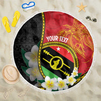 Personalised PNG Sauten Hailans Beach Blanket Papua New Guinea Plumeria Melanesian Pattern - Polynesian Pride