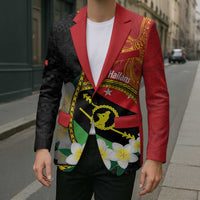 Personalised PNG Sauten Hailans Blazer Papua New Guinea Plumeria Melanesian Pattern - Polynesian Pride