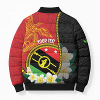 Personalised PNG Sauten Hailans Bomber Puffer Jacket Papua New Guinea Plumeria Melanesian Pattern - Polynesian Pride