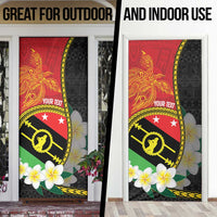 Personalised PNG Sauten Hailans Door Cover Papua New Guinea Plumeria Melanesian Pattern - Polynesian Pride