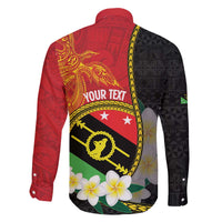 Personalised PNG Sauten Hailans Family Matching Off The Shoulder Long Sleeve Dress and Hawaiian Shirt Papua New Guinea Plumeria Melanesian Pattern - Polynesian Pride