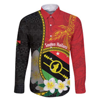 Personalised PNG Sauten Hailans Family Matching Off Shoulder Maxi Dress and Hawaiian Shirt Papua New Guinea Plumeria Melanesian Pattern - Polynesian Pride