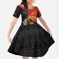 Personalised PNG Sauten Hailans Family Matching Puletasi and Hawaiian Shirt Papua New Guinea Plumeria Melanesian Pattern LT14 Daughter's Dress Red - Polynesian Pride
