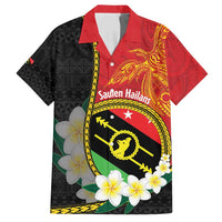 Personalised PNG Sauten Hailans Family Matching Puletasi and Hawaiian Shirt Papua New Guinea Plumeria Melanesian Pattern LT14 Dad's Shirt - Short Sleeve Red - Polynesian Pride