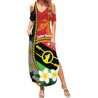 Personalised PNG Sauten Hailans Family Matching Summer Maxi Dress and Hawaiian Shirt Papua New Guinea Plumeria Melanesian Pattern - Polynesian Pride