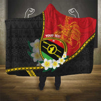 Personalised PNG Sauten Hailans Hooded Blanket Papua New Guinea Plumeria Melanesian Pattern - Polynesian Pride