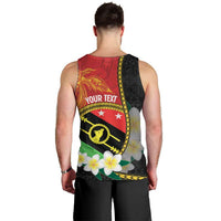 Personalised PNG Sauten Hailans Men Tank Top Papua New Guinea Plumeria Melanesian Pattern - Polynesian Pride