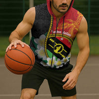 Personalised PNG Sauten Hailans Sleeveless Zip Hoodie Papua New Guinea Plumeria Melanesian Pattern - Polynesian Pride