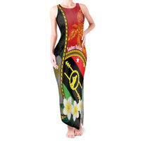 Personalised PNG Sauten Hailans Tank Maxi Dress Papua New Guinea Plumeria Melanesian Pattern - Polynesian Pride