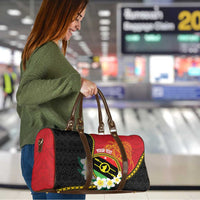 Personalised PNG Sauten Hailans Travel Bag Papua New Guinea Plumeria Melanesian Pattern - Polynesian Pride