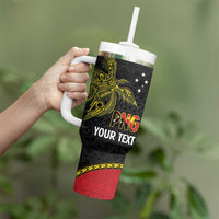 Personalised PNG Sauten Hailans Tumbler With Handle Papua New Guinea Plumeria Melanesian Pattern - Polynesian Pride