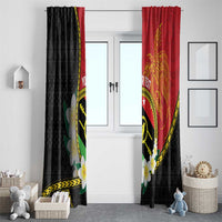 Personalised PNG Sauten Hailans Window Curtain Papua New Guinea Plumeria Melanesian Pattern - Polynesian Pride