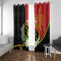Personalised PNG Sauten Hailans Window Curtain Papua New Guinea Plumeria Melanesian Pattern - Polynesian Pride
