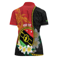 Personalised PNG Sauten Hailans Women Polo Shirt Papua New Guinea Plumeria Melanesian Pattern - Polynesian Pride