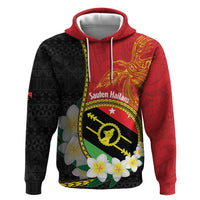 Personalised PNG Sauten Hailans Zip Hoodie Papua New Guinea Plumeria Melanesian Pattern - Polynesian Pride