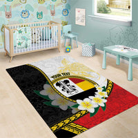 Personalised PNG Madang Provins Area Rug Papua New Guinea Plumeria Melanesian Pattern - Polynesian Pride