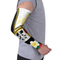 Personalised PNG Madang Provins Arm Sleeves Papua New Guinea Plumeria Melanesian Pattern - Polynesian Pride