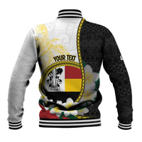 Personalised PNG Madang Provins Baseball Jacket Papua New Guinea Plumeria Melanesian Pattern - Polynesian Pride