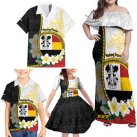 Personalised PNG Madang Provins Family Matching Off Shoulder Maxi Dress and Hawaiian Shirt Papua New Guinea Plumeria Melanesian Pattern - Polynesian Pride