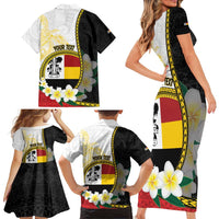 Personalised PNG Madang Provins Family Matching Short Sleeve Bodycon Dress and Hawaiian Shirt Papua New Guinea Plumeria Melanesian Pattern - Polynesian Pride