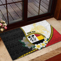 Personalised PNG Madang Provins Rubber Doormat Papua New Guinea Plumeria Melanesian Pattern - Polynesian Pride