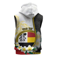 Personalised PNG Madang Provins Sleeveless Zip Hoodie Papua New Guinea Plumeria Melanesian Pattern - Polynesian Pride