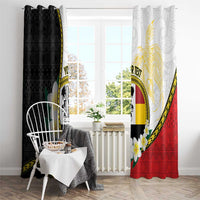 Personalised PNG Madang Provins Window Curtain Papua New Guinea Plumeria Melanesian Pattern - Polynesian Pride