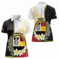 Personalised PNG Madang Provins Women Polo Shirt Papua New Guinea Plumeria Melanesian Pattern - Polynesian Pride