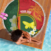 Personalised PNG Oro Provins Beach Blanket Papua New Guinea Plumeria Melanesian Pattern - Polynesian Pride