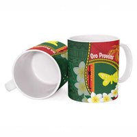 Personalised PNG Oro Provins Ceramic Mug Papua New Guinea Plumeria Melanesian Pattern - Polynesian Pride