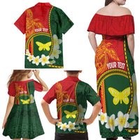 Personalised PNG Oro Provins Family Matching Off Shoulder Maxi Dress and Hawaiian Shirt Papua New Guinea Plumeria Melanesian Pattern - Polynesian Pride
