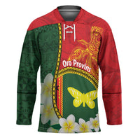 Personalised PNG Oro Provins Hockey Jersey Papua New Guinea Plumeria Melanesian Pattern - Polynesian Pride