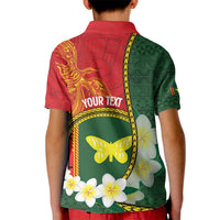 Personalised PNG Oro Provins Kid Polo Shirt Papua New Guinea Plumeria Melanesian Pattern - Polynesian Pride