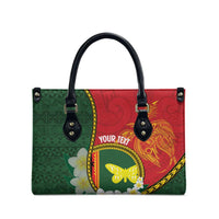 Personalised PNG Oro Provins Leather Bag Papua New Guinea Plumeria Melanesian Pattern - Polynesian Pride