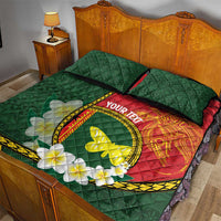 Personalised PNG Oro Provins Quilt Bed Set Papua New Guinea Plumeria Melanesian Pattern - Polynesian Pride