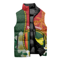 Personalised PNG Oro Provins Sleeveless Puffer Jacket Papua New Guinea Plumeria Melanesian Pattern - Polynesian Pride