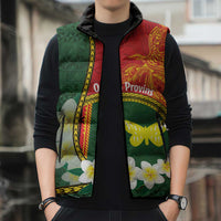 Personalised PNG Oro Provins Sleeveless Puffer Jacket Papua New Guinea Plumeria Melanesian Pattern - Polynesian Pride