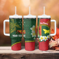 Personalised PNG Oro Provins Tumbler With Handle Papua New Guinea Plumeria Melanesian Pattern - Polynesian Pride
