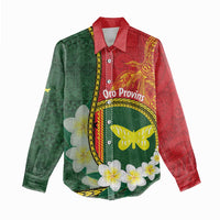 Personalised PNG Oro Provins Women Casual Shirt Papua New Guinea Plumeria Melanesian Pattern - Polynesian Pride