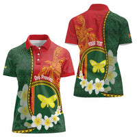 Personalised PNG Oro Provins Women Polo Shirt Papua New Guinea Plumeria Melanesian Pattern - Polynesian Pride