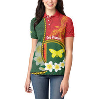 Personalised PNG Oro Provins Women Polo Shirt Papua New Guinea Plumeria Melanesian Pattern - Polynesian Pride