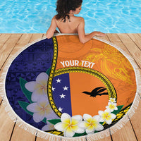 Personalised PNG Niu Ailan Beach Blanket Papua New Guinea Plumeria Melanesian Pattern - Polynesian Pride