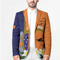 Personalised PNG Niu Ailan Blazer Papua New Guinea Plumeria Melanesian Pattern - Polynesian Pride